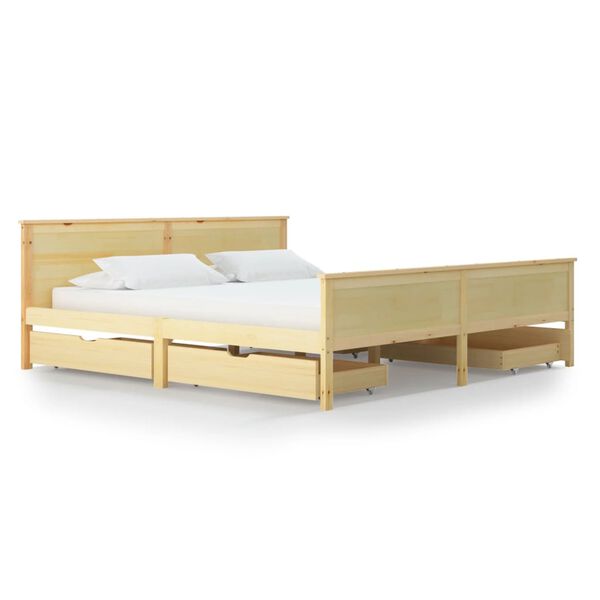 vidaXL Estrutura de cama com 4 gavetas 180x200 cm pinho maci&ccedil;o