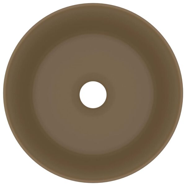 vidaXL Lavatório luxuoso redondo 40x15 cm cerâmica creme mate