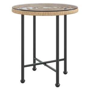 vidaXL Mesa de jantar &Oslash;50 cm &nbsp; vidro temperado e a&ccedil;o