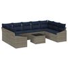 vidaXL Conjunto de Sof&aacute; de Jardim 10 pcs Cinza e Azul Marinho vime PE