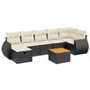 vidaXL 8 pcs conjunto sof&aacute;s de jardim com almofad&otilde;es vime PE preto