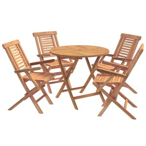 vidaXL Conjunto de bistro de jardim dobr&aacute;vel de 5 pe&ccedil;as Natural