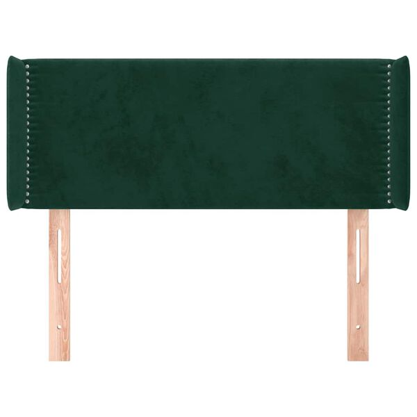 vidaXL Cabeceira de cama c/ abas veludo 93x16x78/88 cm verde-escuro