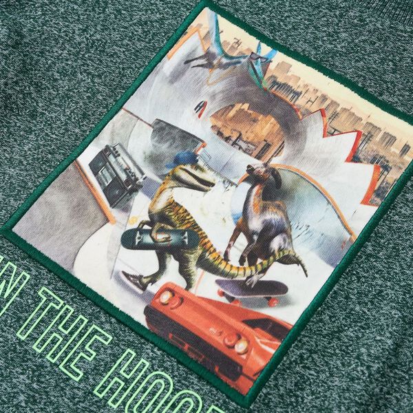 T-shirt de manga comprida para crian&ccedil;a verde-escuro mesclado 116