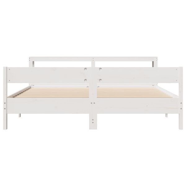 vidaXL Cama sem colch&atilde;o 200x200 cm madeira de pinho maci&ccedil;a branco