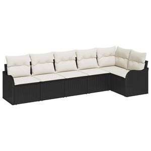 vidaXL Conjunto de Sof&aacute; de Jardim 6 pcs Preto Rattan Sint&eacute;tico
