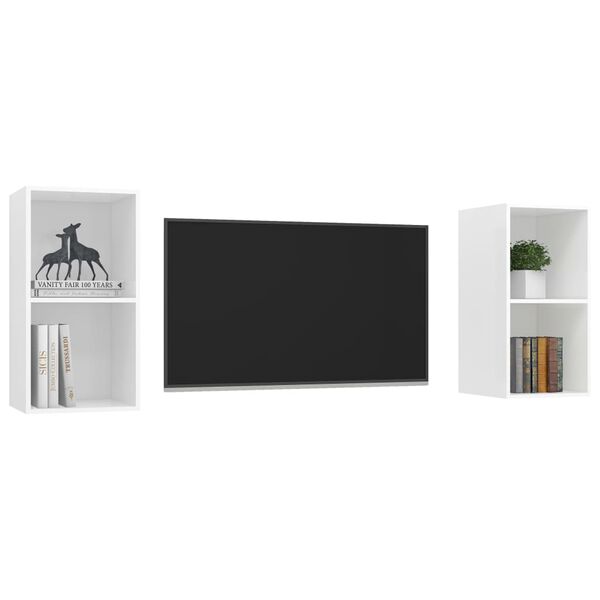 vidaXL Arm&aacute;rios de parede para TV 2 pcs derivados de madeira branco