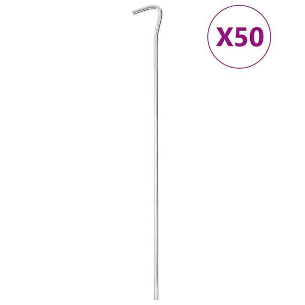 vidaXL Estacas para tenda 50 pcs 30 cm Ø7 mm aço galvanizado