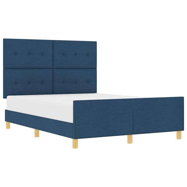 vidaXL Estrutura da Cama com cabeceira Azul 140 x 190 cm tecido