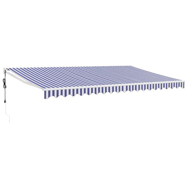 vidaXL Toldo retr&aacute;til autom&aacute;tico 5x3 m azul e branco