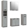 vidaXL 4 pcs conj. m&oacute;veis casa de banho derivados madeira cinza sonoma