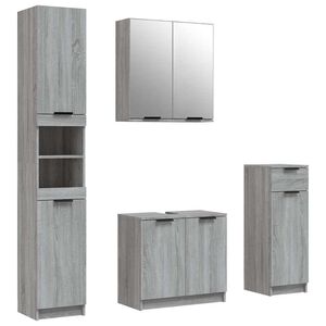 vidaXL 4 pcs conj. m&oacute;veis casa de banho derivados madeira cinza sonoma