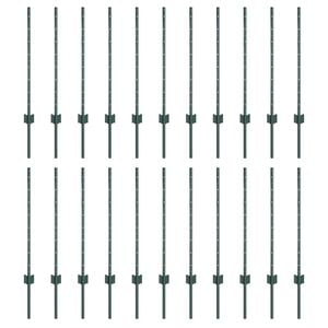 vidaXL Poste de Cerca Embutido 22 unid. Verde 120 cm