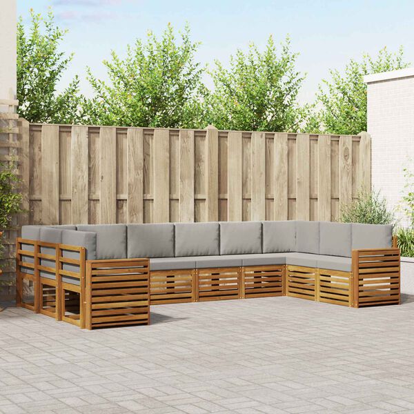 vidaXL Conjunto de Sof&aacute; Sectional 10 pcs Cinza Natural e Claro