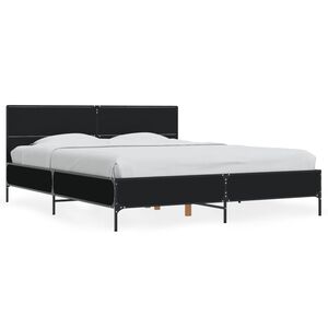 vidaXL Estrutura de cama 160x200 cm derivados de madeira/metal preto