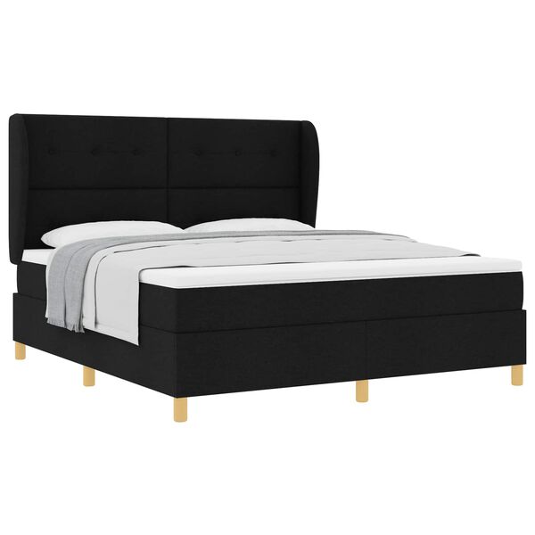 vidaXL Cama Box com colch&atilde;o com cabeceira Preto 200 x 180 cm tecido