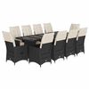 vidaXL 11 pcs conjunto de bistr&ocirc; p/ jardim c/ almofad&otilde;es vime PE preto