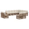 vidaXL Conjunto de Sof&aacute; de Jardim 12 pcs Bege e Branco Creme vime PE
