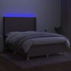 vidaXL Cama box spring colch&atilde;o/LED 140x200 cm tecido cinza-acastanhado