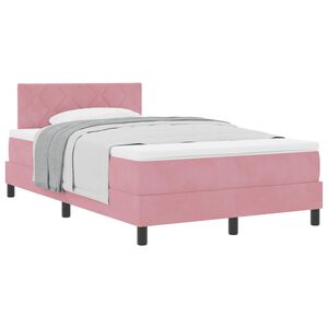 vidaXL Cama Box com colch&atilde;o com cabeceira Rosa 120 x 190 cm Veludo