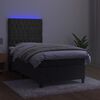 vidaXL Cama box spring c/ colch&atilde;o/LED 80x200 cm veludo cinzento-escuro