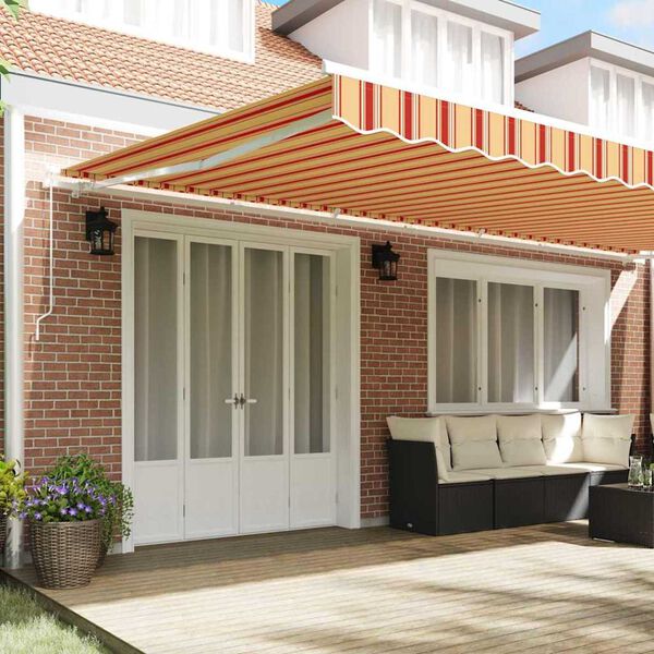 vidaXL Toldo Retr&aacute;til Manual Amarelo e Laranja 600 &times; 350 cm
