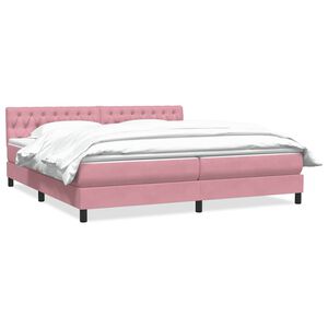 vidaXL Cama com molas/colch&atilde;o 180x210 cm veludo Rosa