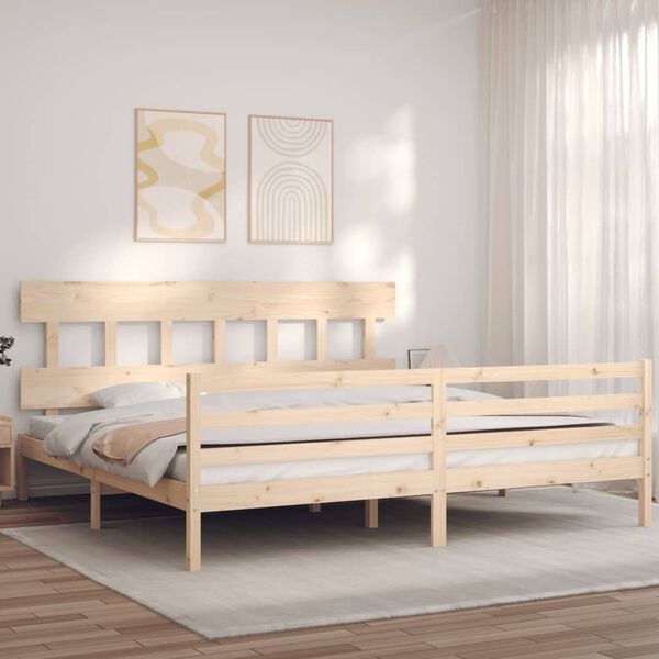 vidaXL Estrutura de cama com cabeceira 200x200 cm madeira maci&ccedil;a