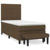 vidaXL Cama com molas/colch&atilde;o 90x200 cm tecido castanho-escuro