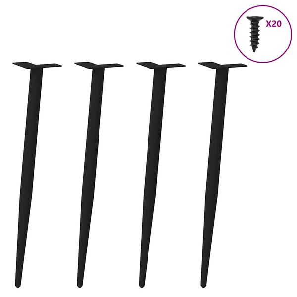 vidaXL P&eacute;s de mesa de console c&ocirc;nicos, 4 pe&ccedil;as, preto, 72-73 cm, a&ccedil;o