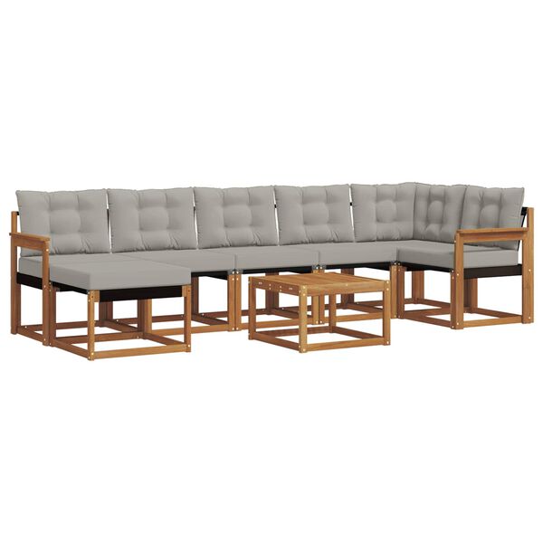 vidaXL Conjunto de Sof&aacute;s para Exterior 8 pcs Cinza Natural e Claro