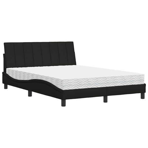vidaXL Cama com colch&atilde;o Hanko 140x200 cm tecido preto