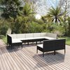 vidaXL 9 pcs conjunto lounge de jardim c/ almofad&otilde;es vime PE preto