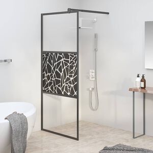 vidaXL Divis&oacute;ria de chuveiro 80x195cm vidro ESG design de pedras preto