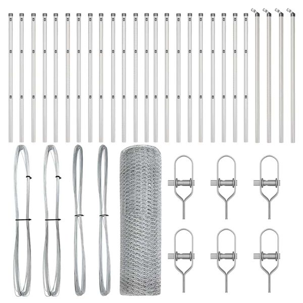 vidaXL Poste de Cerca Prateado 50 x 0,5 m (malha de 25 mm) A&ccedil;o