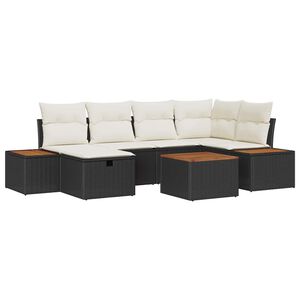 vidaXL Conjunto de Sof&aacute; de Jardim 7 pcs Preto 55 x 62 x 69 cm