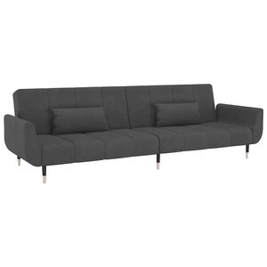 vidaXL Sof&aacute;-cama 2 lugares com duas almofadas veludo cinzento-escuro