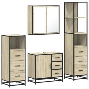 vidaXL 4 pcs conj. m&oacute;veis casa banho derivados madeira carvalho sonoma