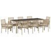 vidaXL Conjunto de Jantar para Jardim 9 unid. Bege vime PE