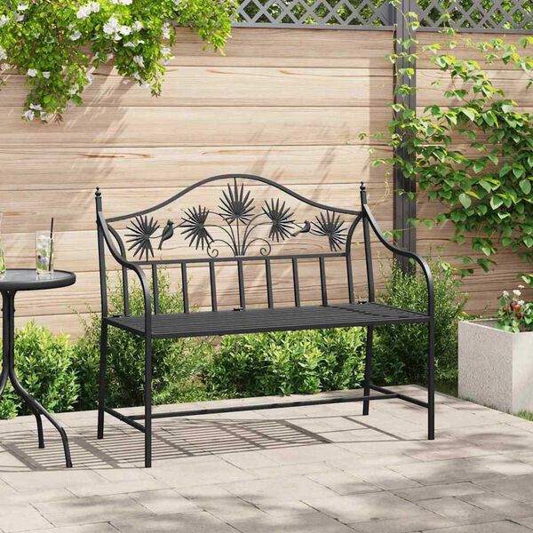 vidaXL Banco de jardim Preto 104 x 54 x 93cm Aço
