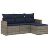vidaXL Conjunto de sof&aacute; de jardim com 4 pe&ccedil;as e almofadas em rattan sint&eacute;tico cinza