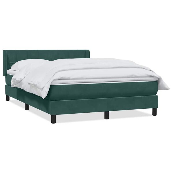 vidaXL Cama com molas/colch&atilde;o 160x220 cm veludo verde-escuro