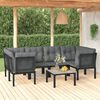 vidaXL 6 pcs conjunto lounge de jardim vime PE preto e cinzento