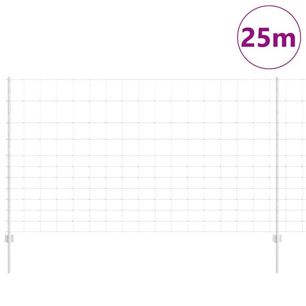vidaXL Cerca com Poste Prateado 1,4 x 25 m A&ccedil;o