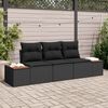 vidaXL Conjunto de Sof&aacute; de Jardim 3 pcs Preto Rattan Sint&eacute;tico