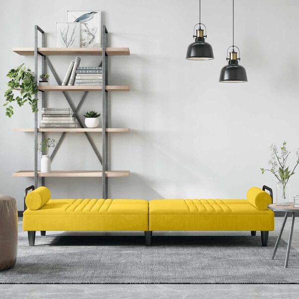 vidaXL Sof&aacute;-cama com apoio de bra&ccedil;os veludo amarelo