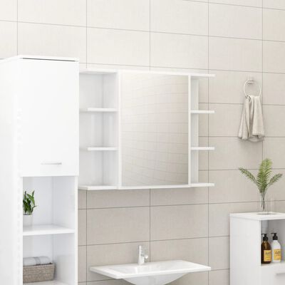 vidaXL Armário casa banho c/ espelho 80x20,5x64cm contraplacado branco