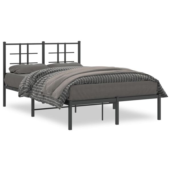 vidaXL Estrutura de cama com cabeceira 120x190 cm metal preto