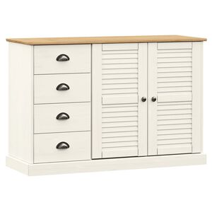 vidaXL Aparador com gavetas VIGO 113x40x75 cm pinho maci&ccedil;o branco