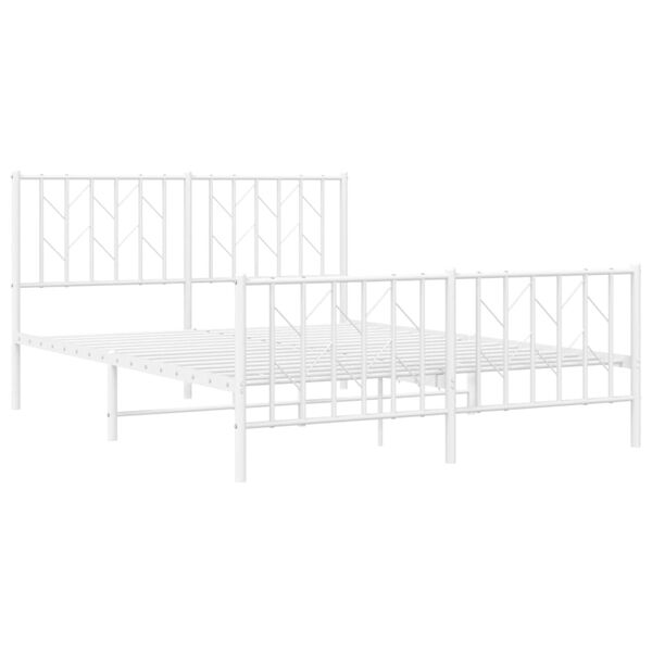 vidaXL Estrutura de cama com cabeceira e pés 135x190 cm metal branco